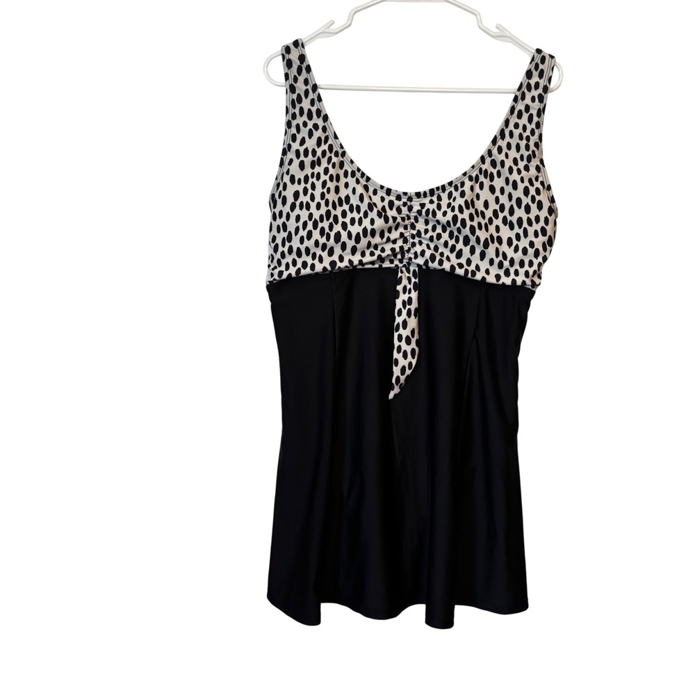 Marina West Women's Swimsuit XL Tie Front Swim Dress Black White